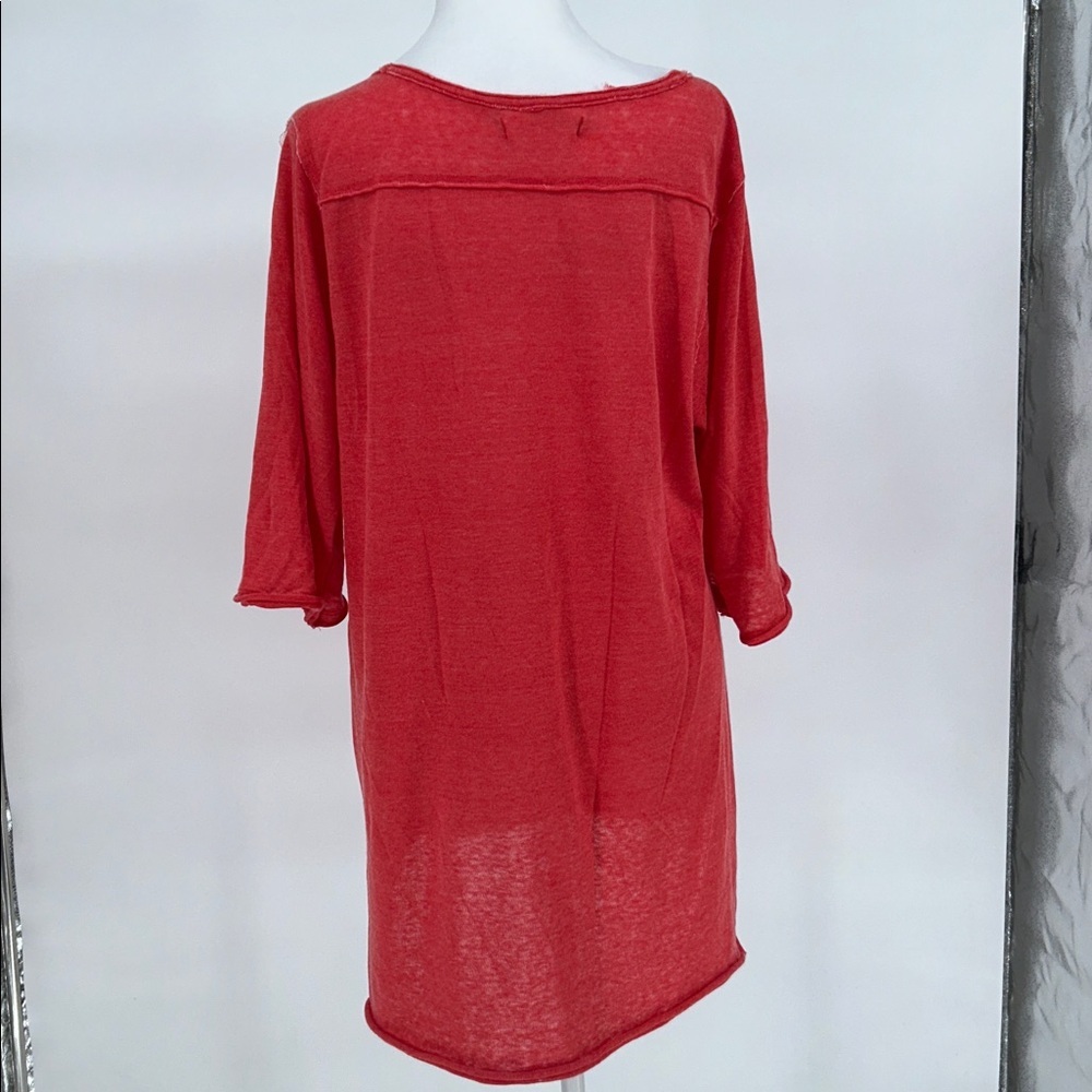 We The Free Free People Red Henley Tunic Top Button Front Slouchy Large - Picture 6 of 10
